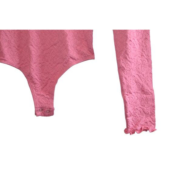 Sugar Moon Juniors Textured Long Sleeve Top in Antique Fuchsia Pink, Size Small - Picture 3 of 3